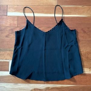 Sezane Athenee Black Silk Cami Top
